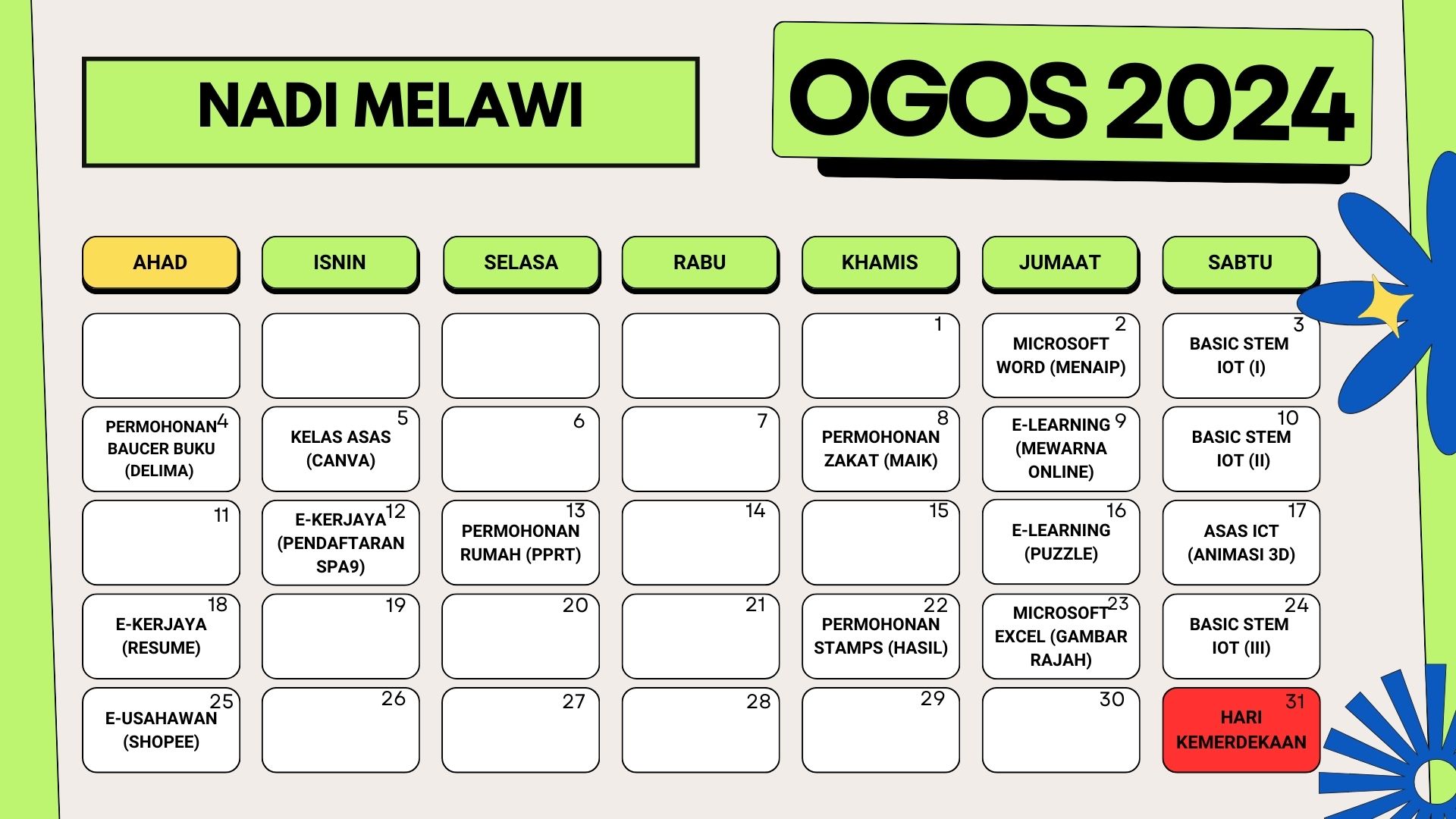 JADUAL AKTIVITI OGOS 2024